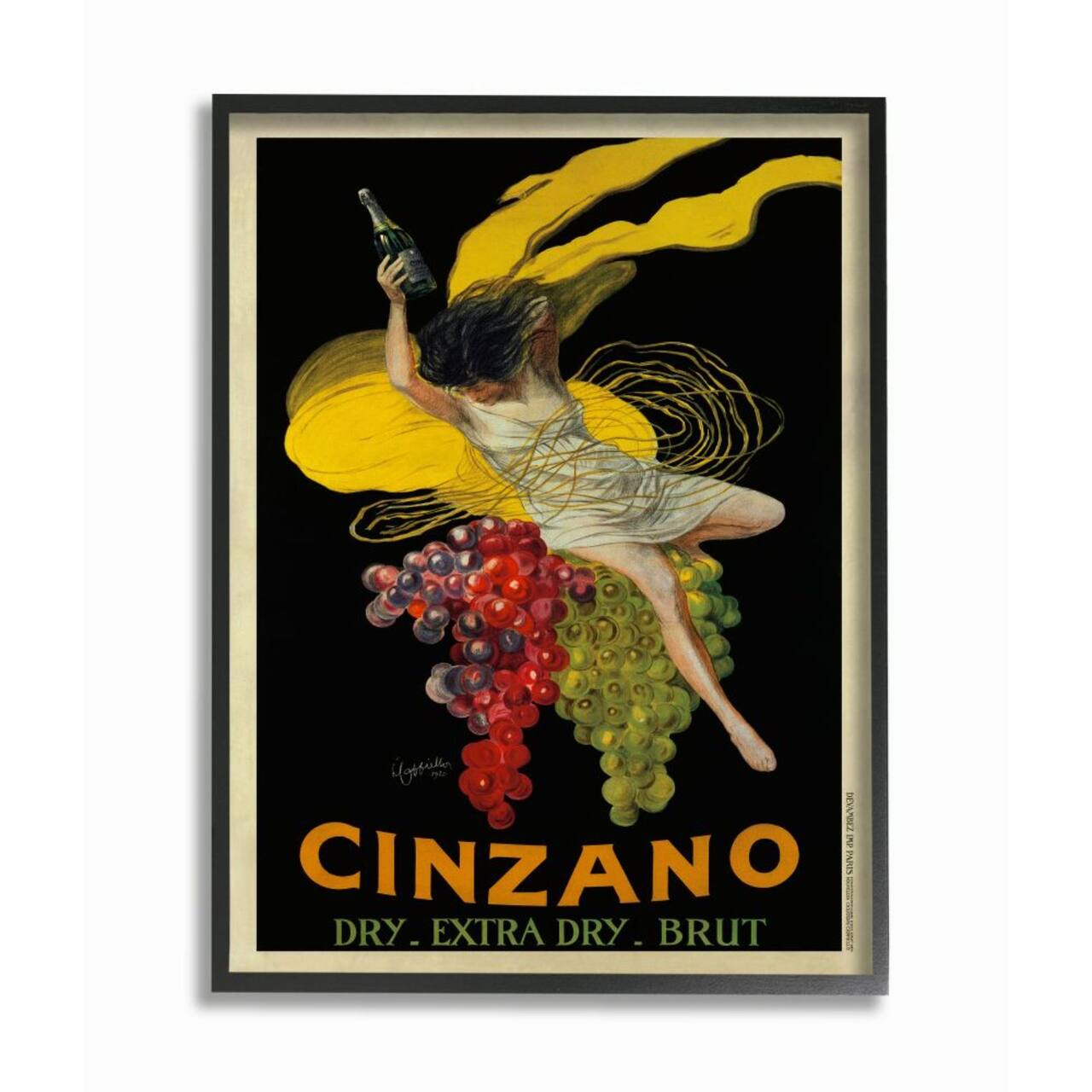 Stupell Industries Cinzano Vintage Wine Poster with Black Frame Wall Accent